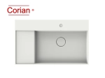 Vasque lavabo design rectangulaire, suspendu ou à poser, Couleur blanc mat, Finition lisse, Solid-Surface Corian®, Taille : 80 x 49 x 15 cm - Stock disponible ! LIVRAISON OFFERTE